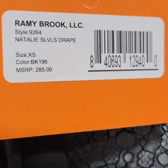 Ramy Brook Top Women's XS Black Natalie Sleeveless Drape New - Picture 7 of 7